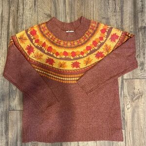 Maurices Rust and Yellow Leaf Sweater